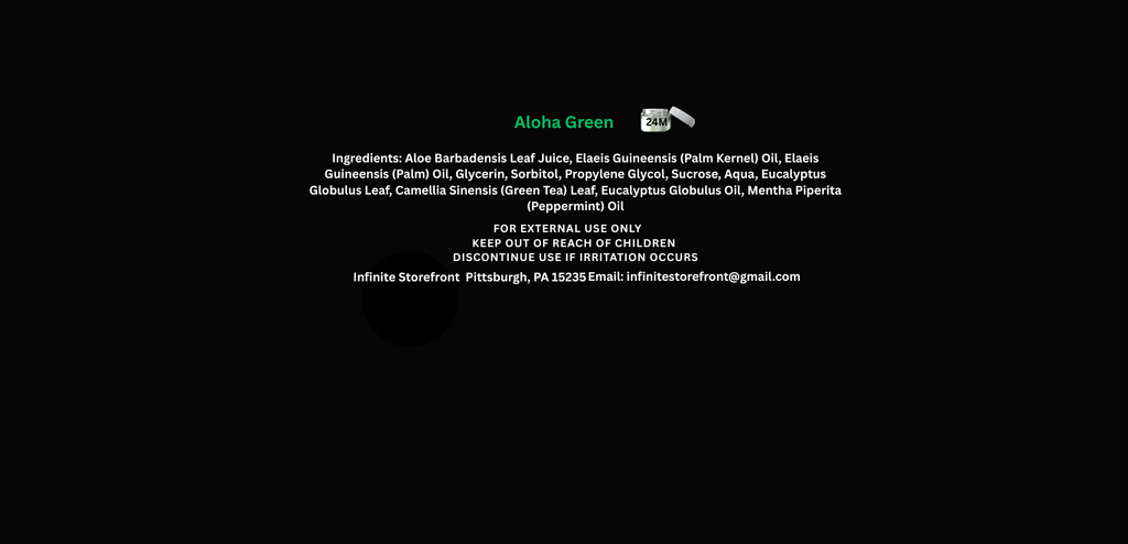 Product label with text on a black background