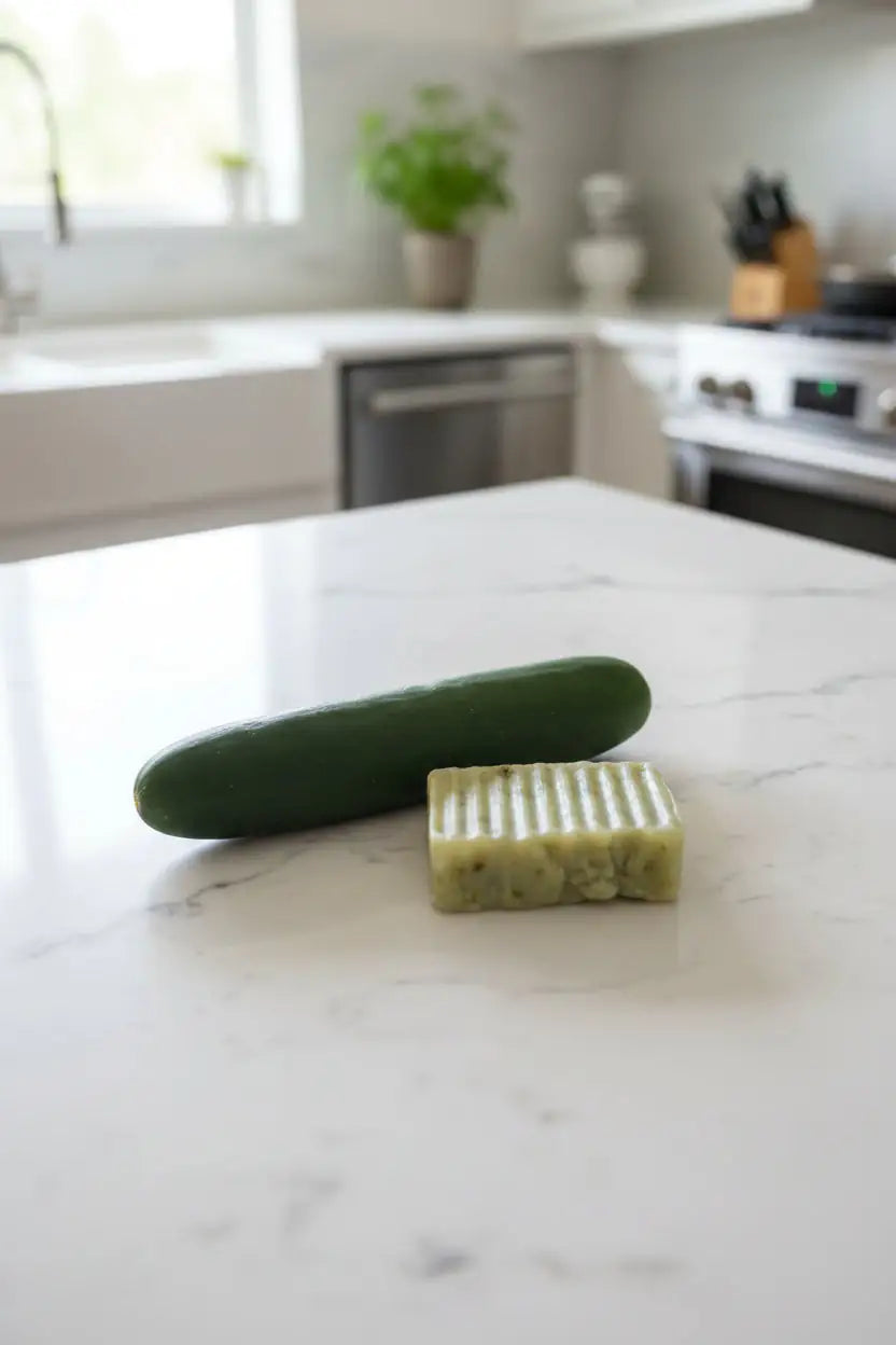 cucumber Bliss Soap on counter top
