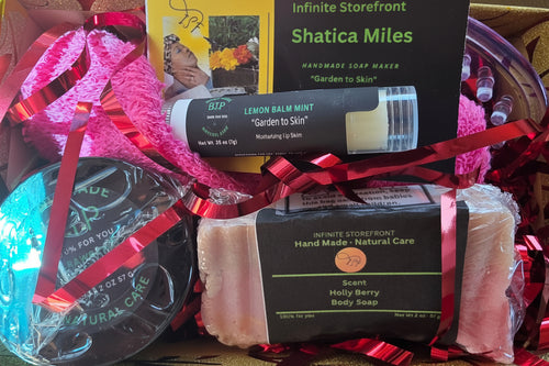 Infinite Storefront – Reset Glow BundleRefresh your skincare routine with our Reset Glow Bundle, thoughtfully curated to cleanse, nourish, and hydrate your skin from head to toe. This bundle includes:(2) 2 oz handmade soap bars(1) 2 oz jar of BTP (Body Treatment Balm)(1) Lip Balm(1) Washcloth(1) Soap Saver 